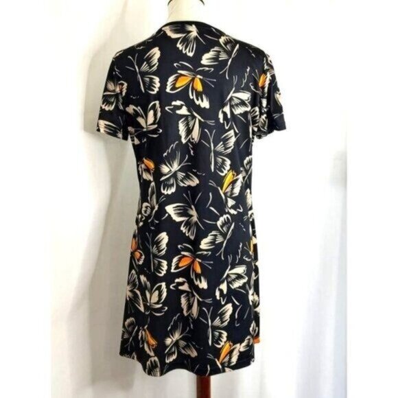 ADIDAS Farm Rio T-Shirt Dress Black Floral Butterfly Print Sporty Athleisure - Picture 7 of 13